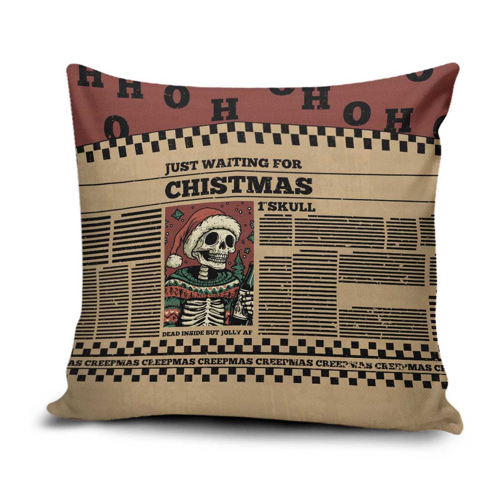 Skull Christmas Pillow Cover Newspaper Retro Style - Wonder Print Shop