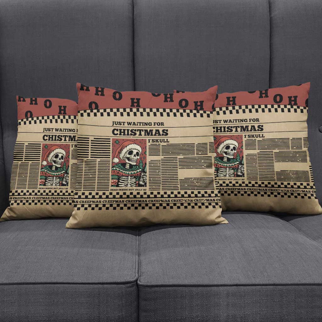 Skull Christmas Pillow Cover Newspaper Retro Style - Wonder Print Shop