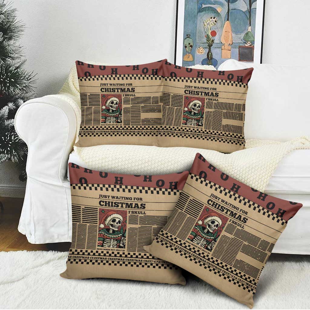 Skull Christmas Pillow Cover Newspaper Retro Style - Wonder Print Shop