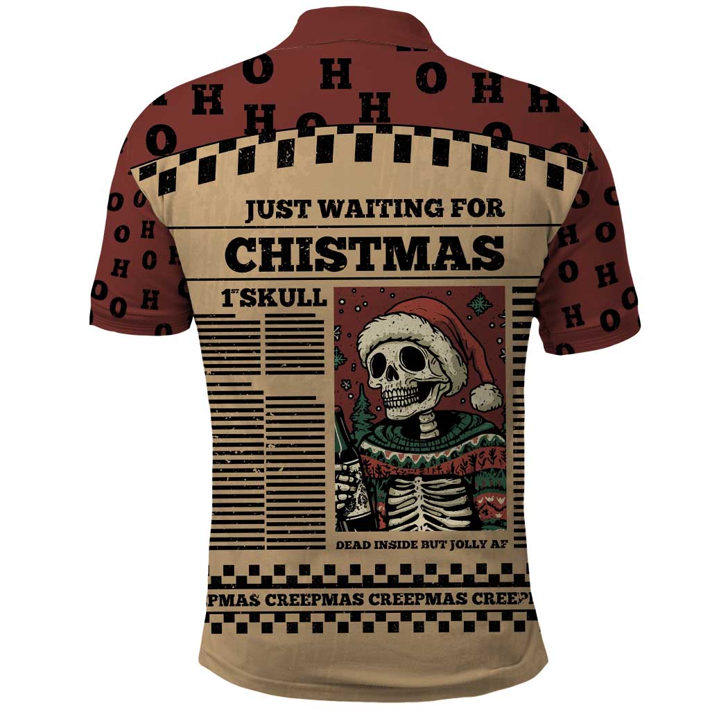 Skull Christmas Polo Shirt Newspaper Retro Style - Wonder Print Shop