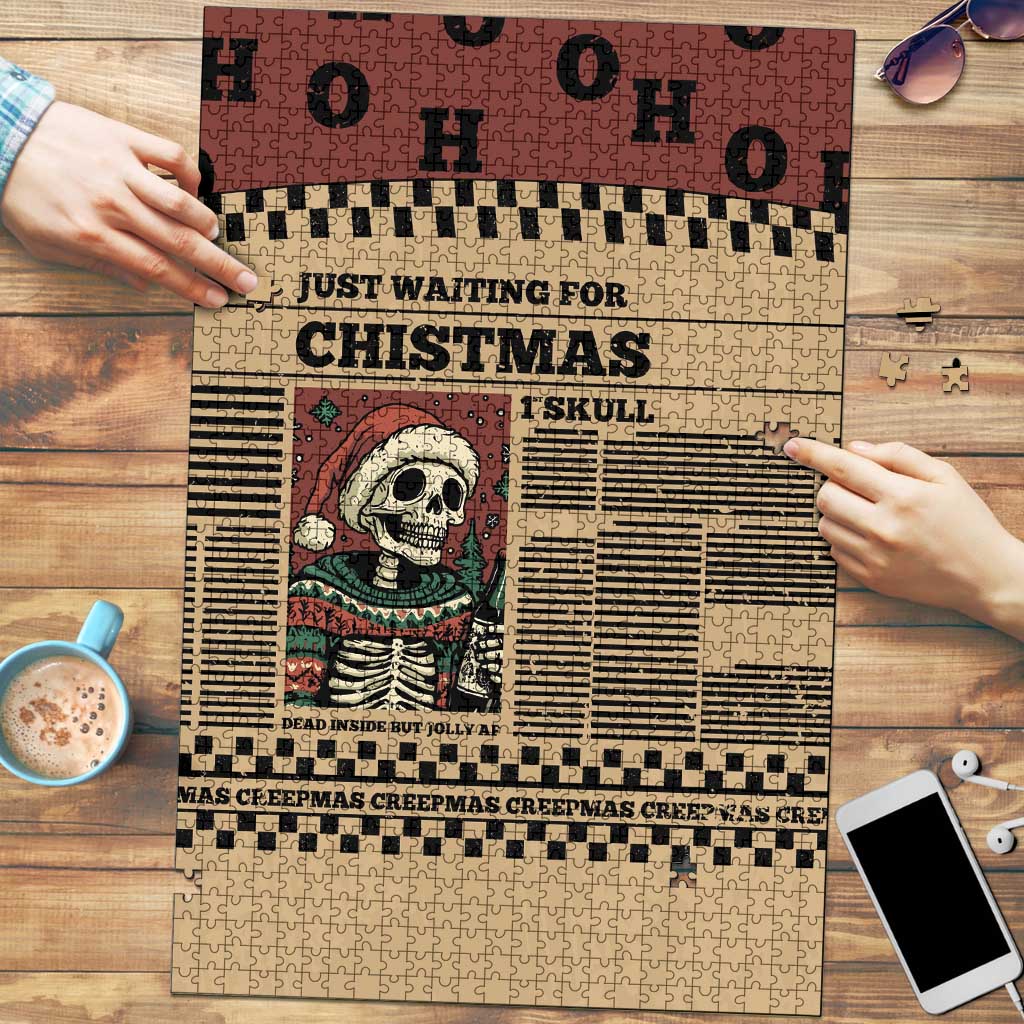 Skull Christmas Puzzle Newspaper Retro Style - Wonder Print Shop