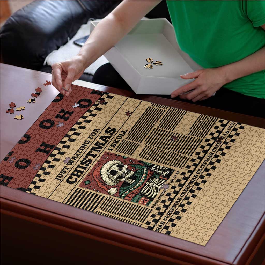 Skull Christmas Puzzle Newspaper Retro Style - Wonder Print Shop
