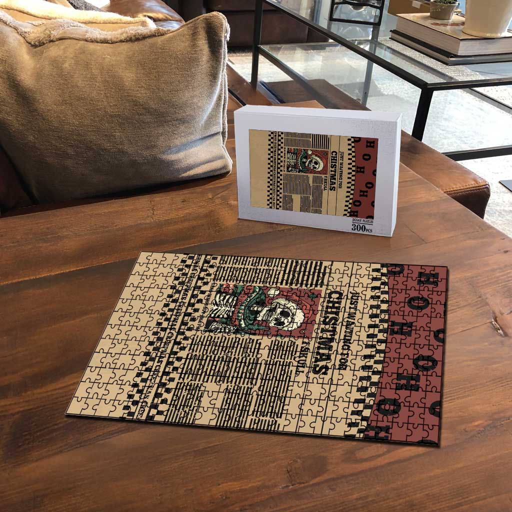 Skull Christmas Puzzle Newspaper Retro Style - Wonder Print Shop