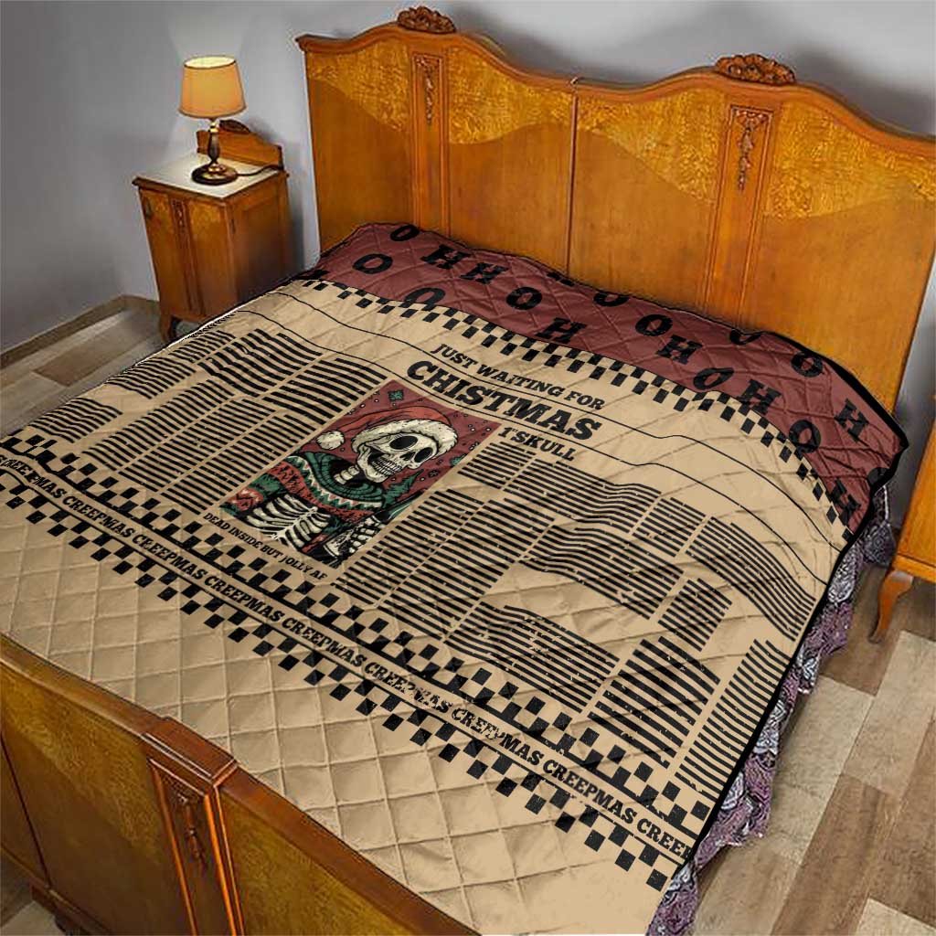 Skull Christmas Quilt Newspaper Retro Style - Wonder Print Shop
