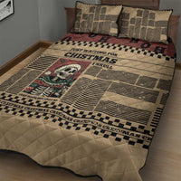 Skull Christmas Quilt Bed Set Newspaper Retro Style - Wonder Print Shop