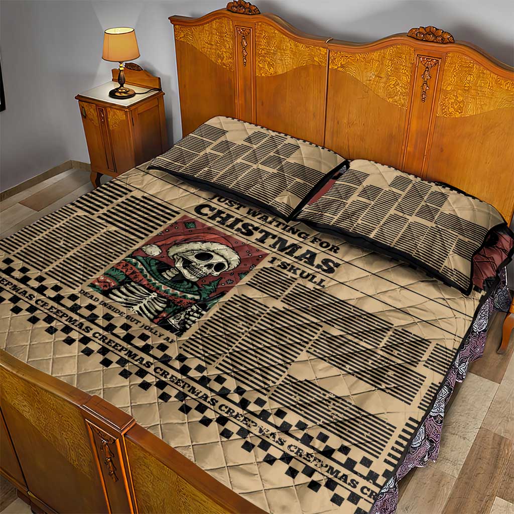Skull Christmas Quilt Bed Set Newspaper Retro Style - Wonder Print Shop