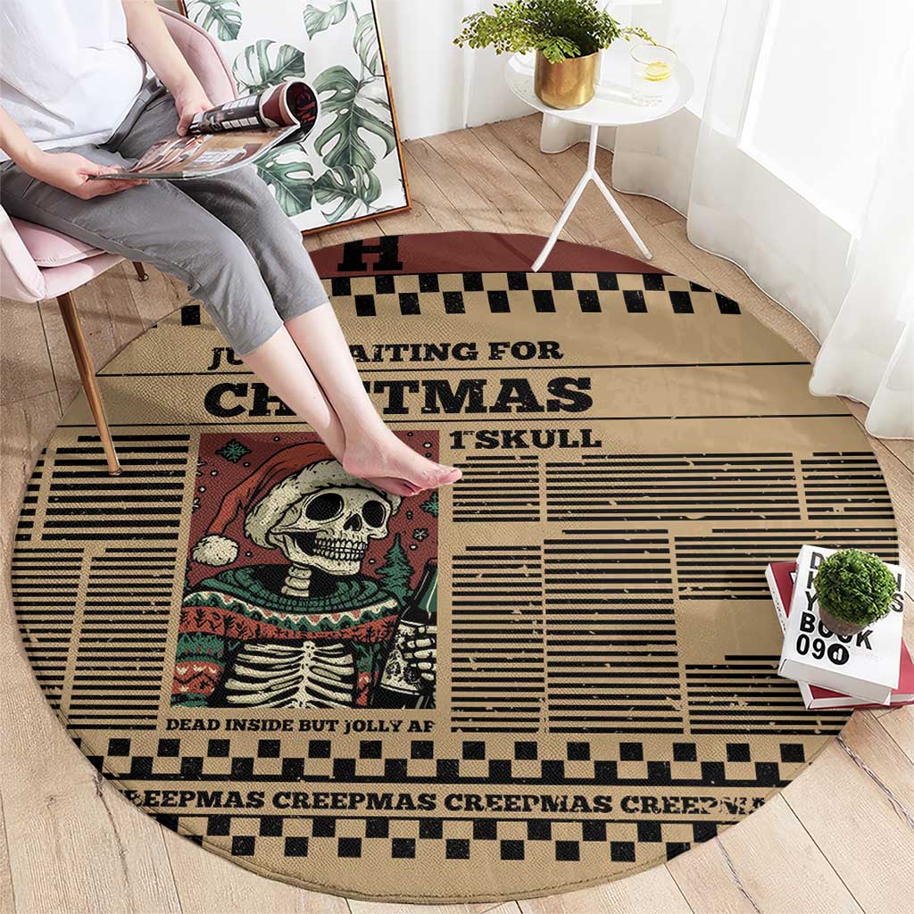 Skull Christmas Round Carpet Newspaper Retro Style - Wonder Print Shop