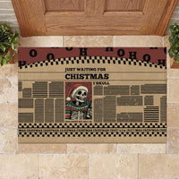 Skull Christmas Rubber Doormat Newspaper Retro Style - Wonder Print Shop