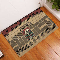 Skull Christmas Rubber Doormat Newspaper Retro Style - Wonder Print Shop