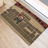 Skull Christmas Rubber Doormat Newspaper Retro Style - Wonder Print Shop