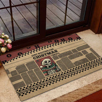 Skull Christmas Rubber Doormat Newspaper Retro Style - Wonder Print Shop