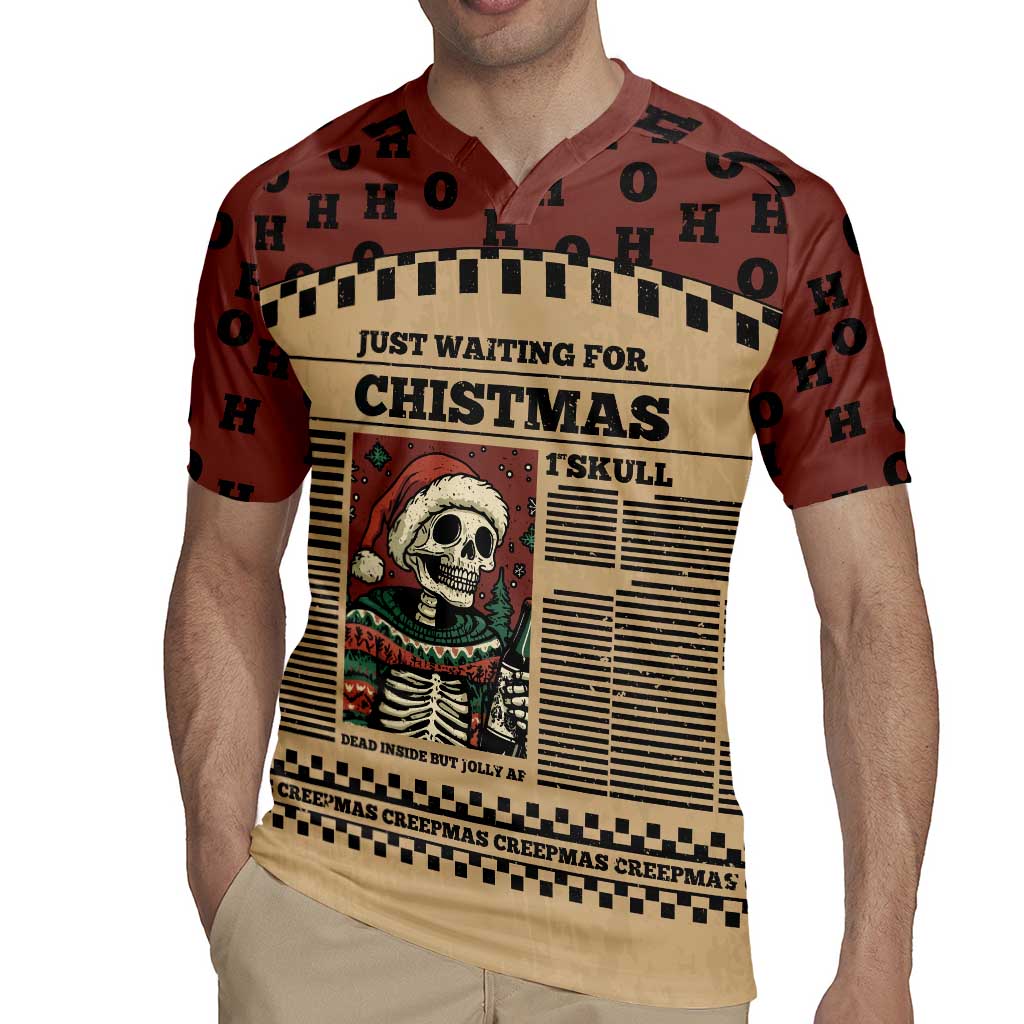 Skull Christmas Rugby Jersey Newspaper Retro Style - Wonder Print Shop