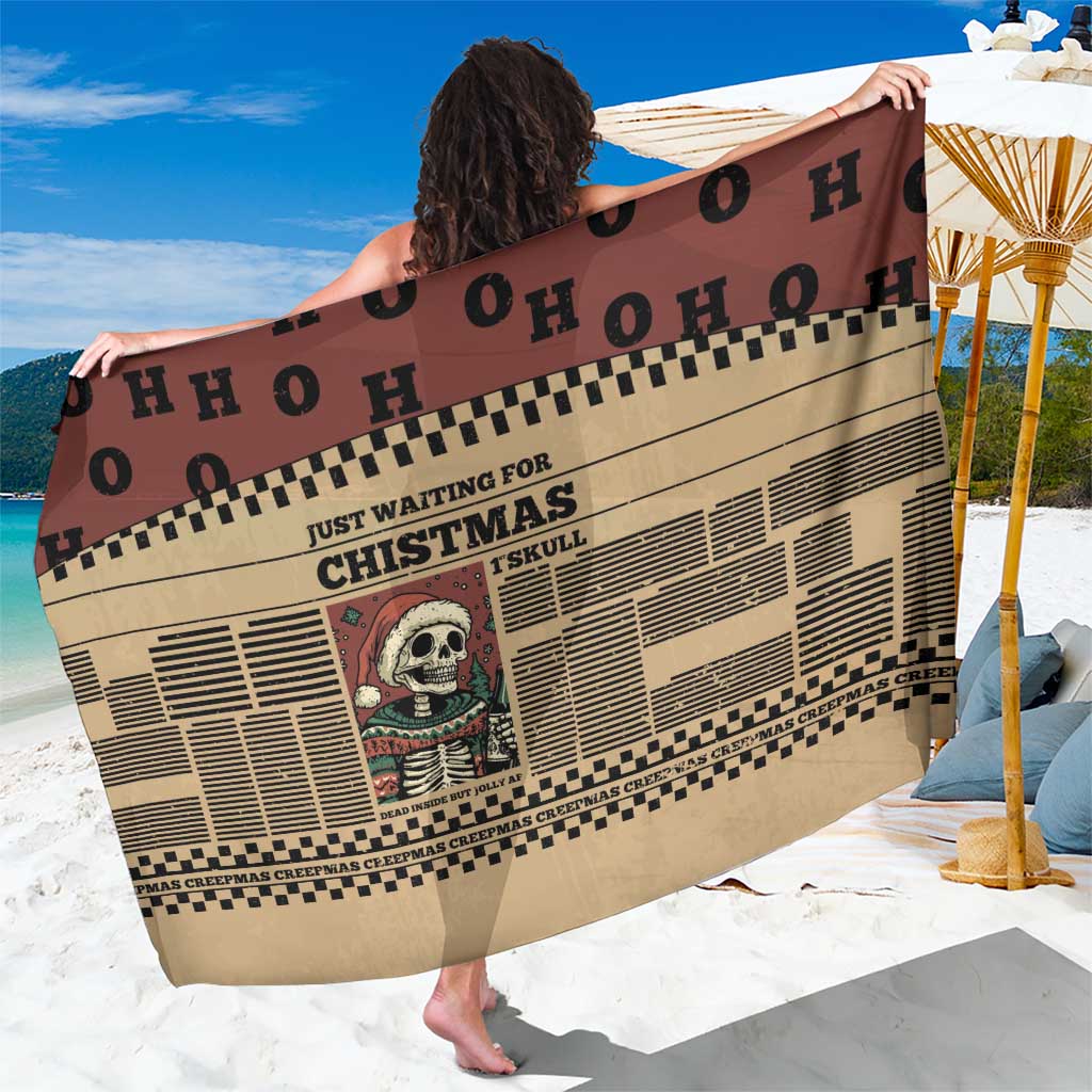 Skull Christmas Sarong Newspaper Retro Style - Wonder Print Shop