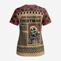 Skull Christmas Scrub Top Newspaper Retro Style - Wonder Print Shop