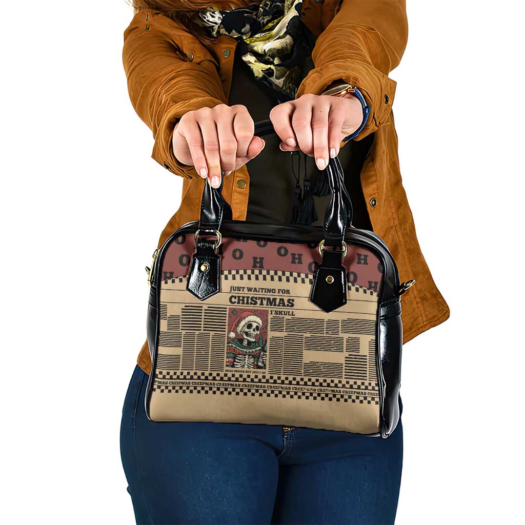Skull Christmas Shoulder Handbag Newspaper Retro Style - Wonder Print Shop