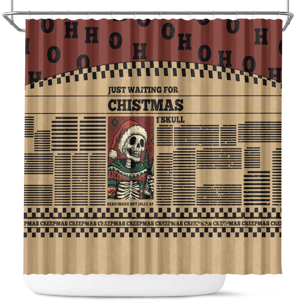 Skull Christmas Shower Curtain Newspaper Retro Style - Wonder Print Shop