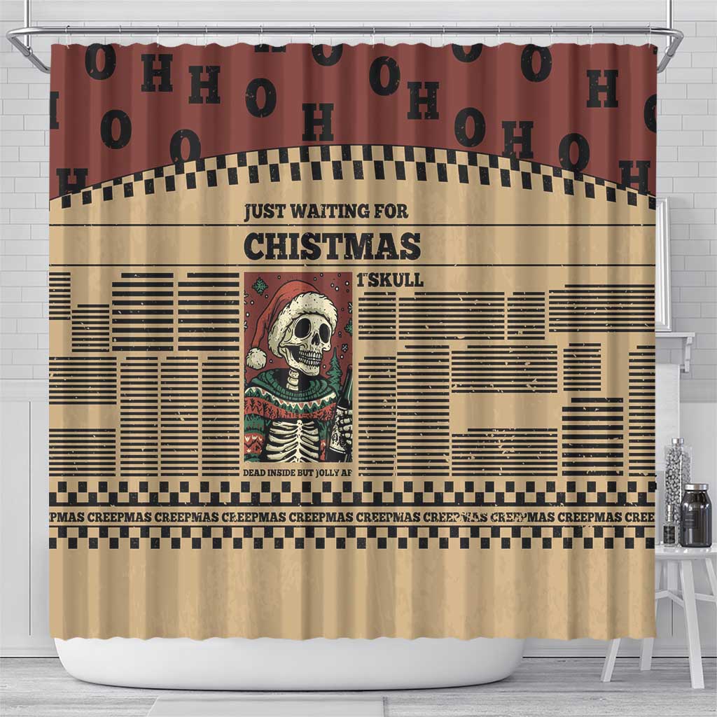 Skull Christmas Shower Curtain Newspaper Retro Style - Wonder Print Shop