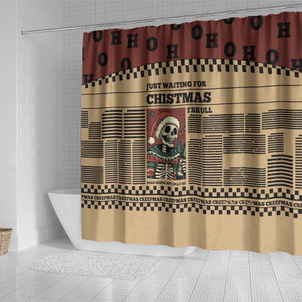 Skull Christmas Shower Curtain Newspaper Retro Style - Wonder Print Shop