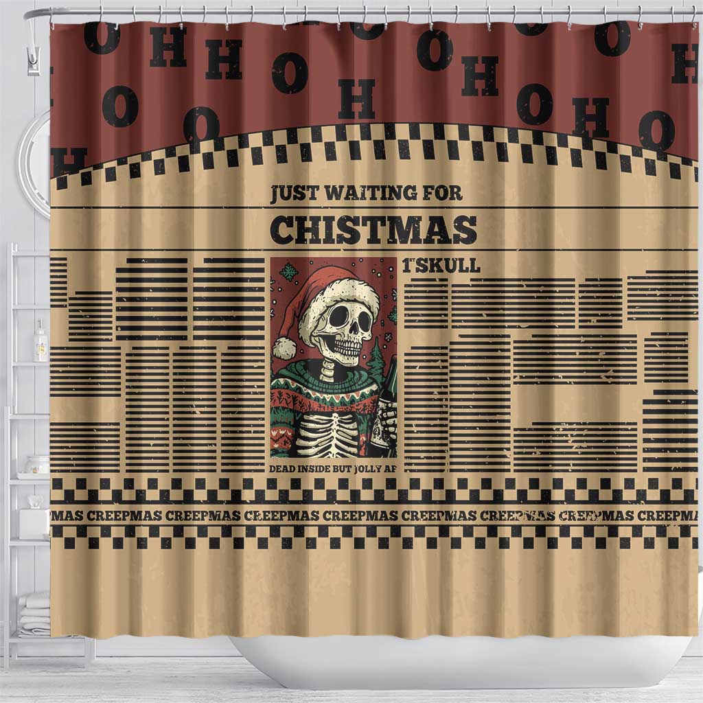 Skull Christmas Shower Curtain Newspaper Retro Style - Wonder Print Shop