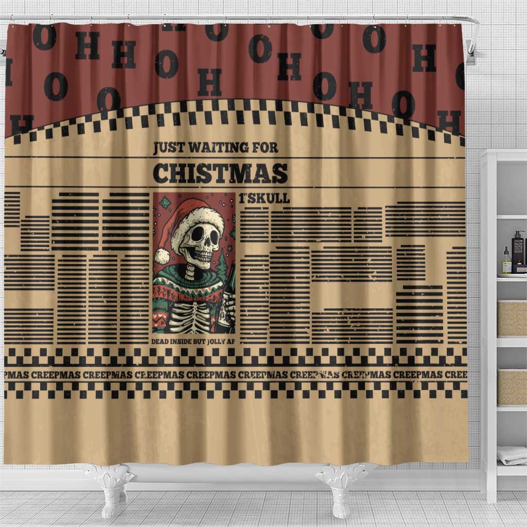 Skull Christmas Shower Curtain Newspaper Retro Style - Wonder Print Shop