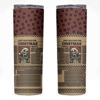 Skull Christmas Skinny Tumbler Newspaper Retro Style - Wonder Print Shop