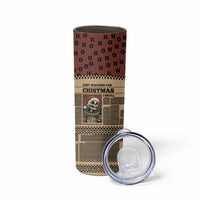 Skull Christmas Skinny Tumbler Newspaper Retro Style - Wonder Print Shop