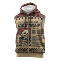 Skull Christmas Sleeveless Zip Hoodie Newspaper Retro Style - Wonder Print Shop