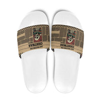 Skull Christmas Slide Sandals Newspaper Retro Style - Wonder Print Shop