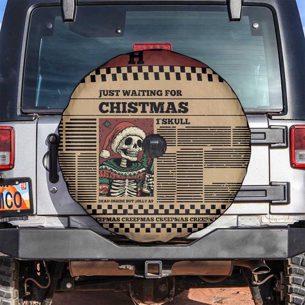 Skull Christmas Spare Tire Cover Newspaper Retro Style - Wonder Print Shop