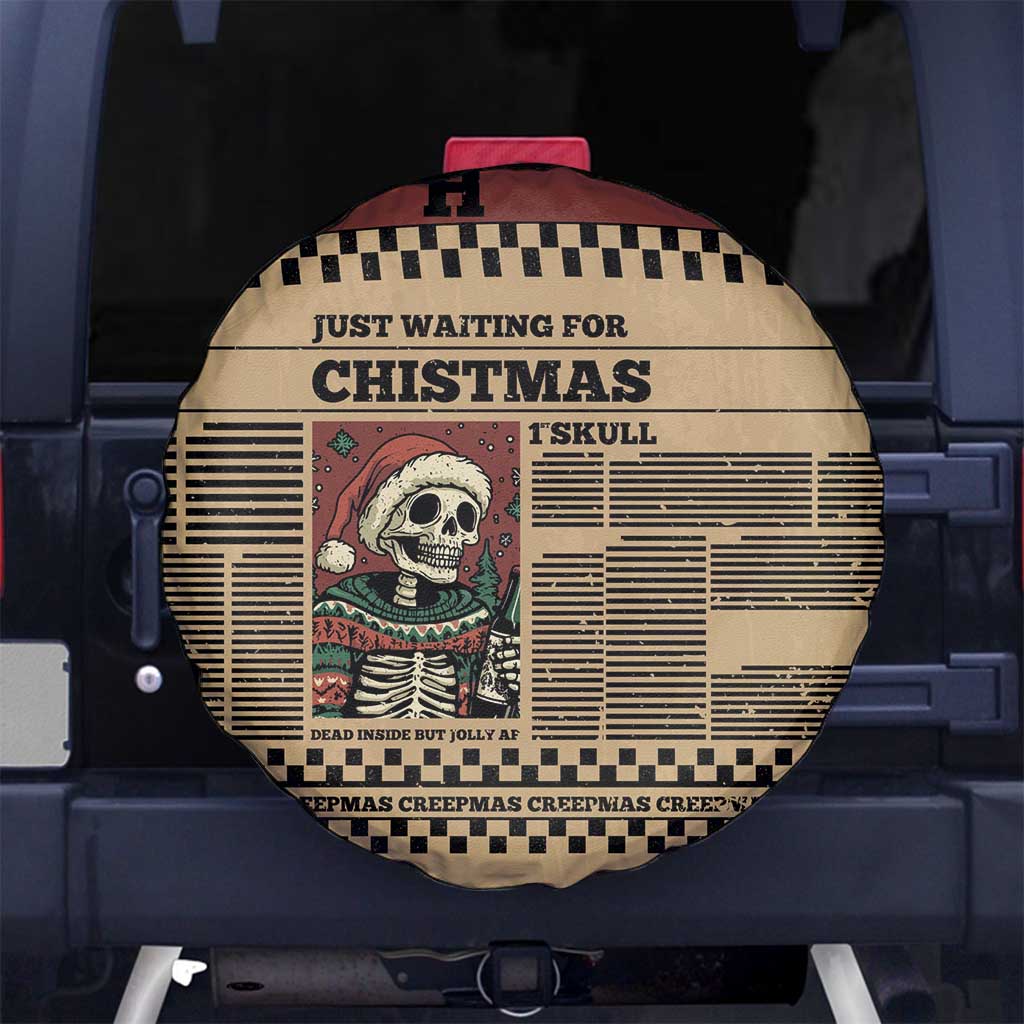 Skull Christmas Spare Tire Cover Newspaper Retro Style - Wonder Print Shop