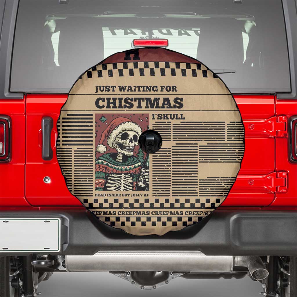 Skull Christmas Spare Tire Cover Newspaper Retro Style - Wonder Print Shop