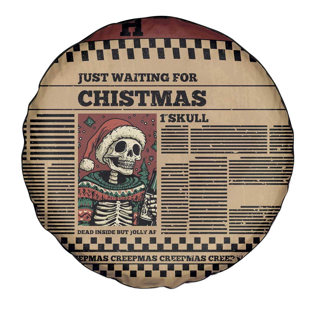 Skull Christmas Spare Tire Cover Newspaper Retro Style - Wonder Print Shop