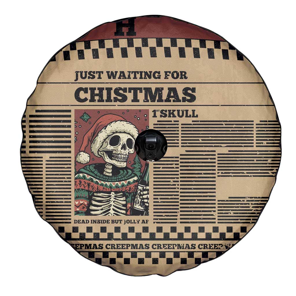 Skull Christmas Spare Tire Cover Newspaper Retro Style - Wonder Print Shop