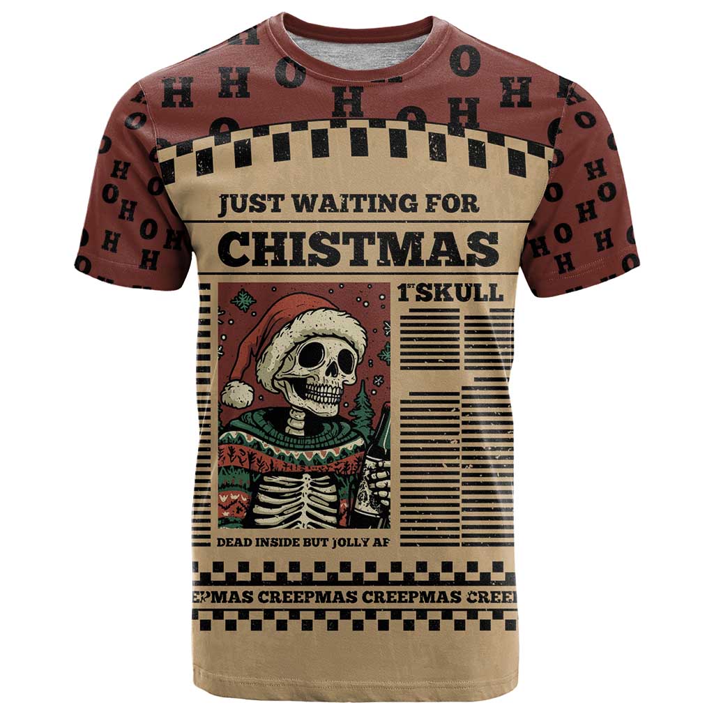 Skull Christmas T Shirt Newspaper Retro Style - Wonder Print Shop