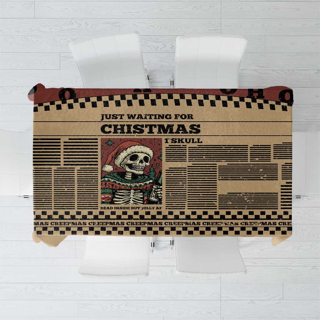 Skull Christmas Tablecloth Newspaper Retro Style - Wonder Print Shop