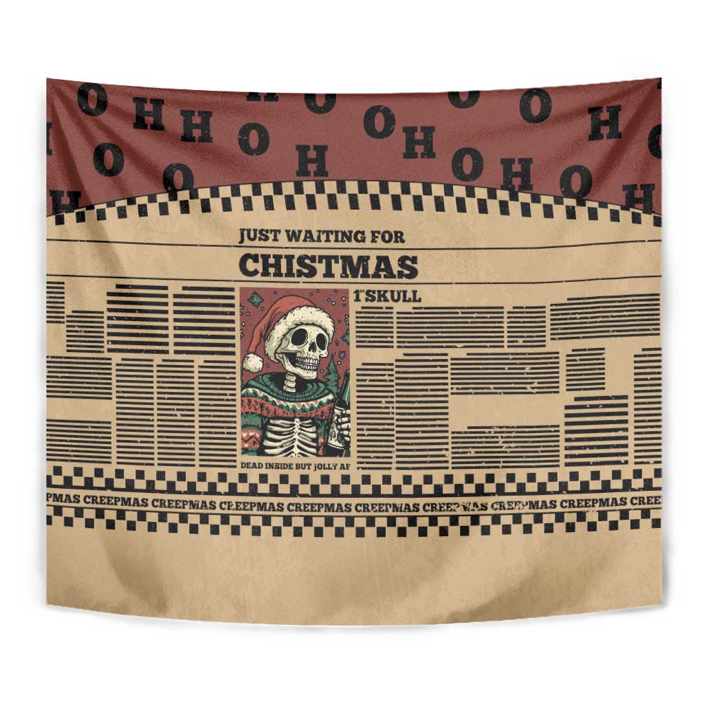 Skull Christmas Tapestry Newspaper Retro Style - Wonder Print Shop