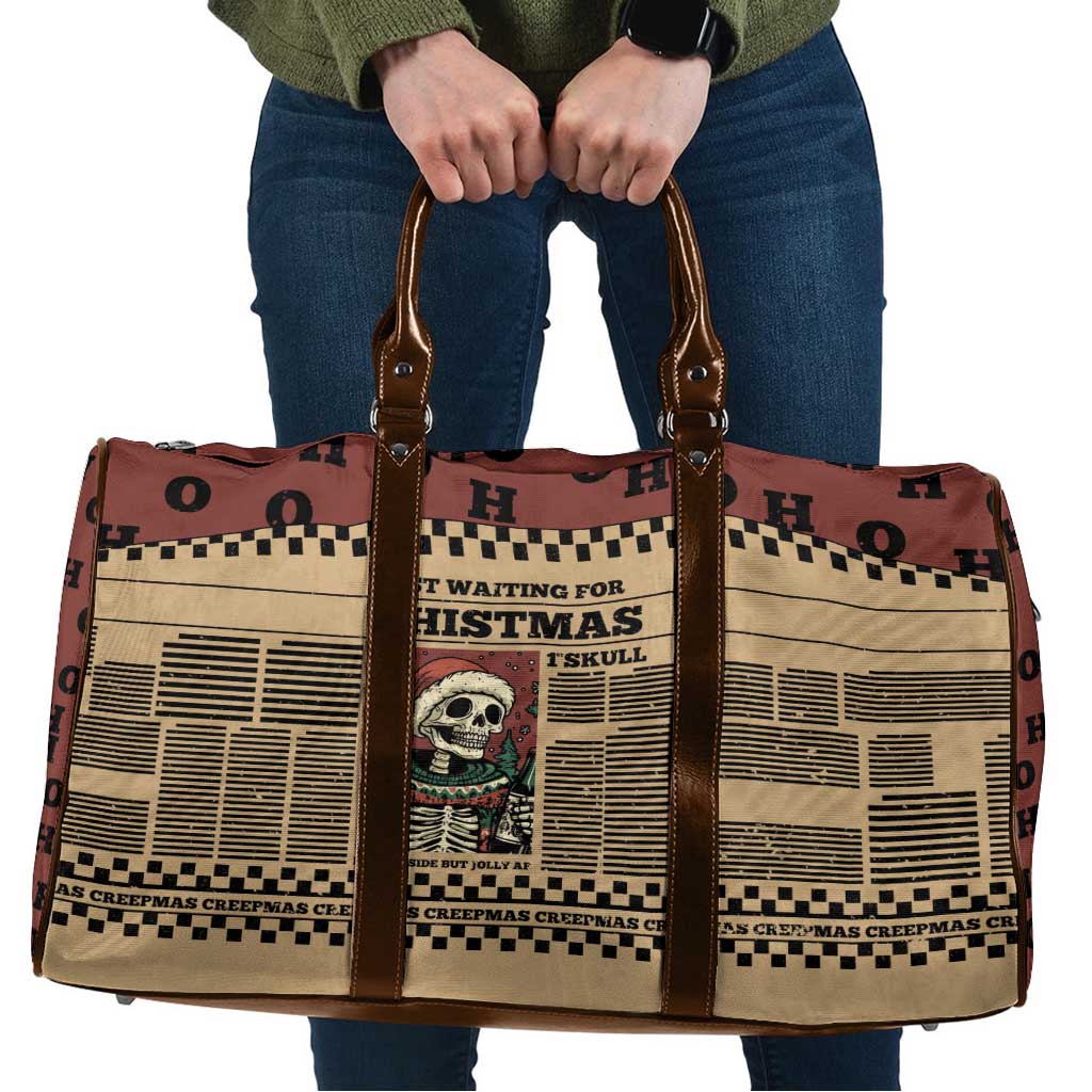 Skull Christmas Travel Bag Newspaper Retro Style - Wonder Print Shop