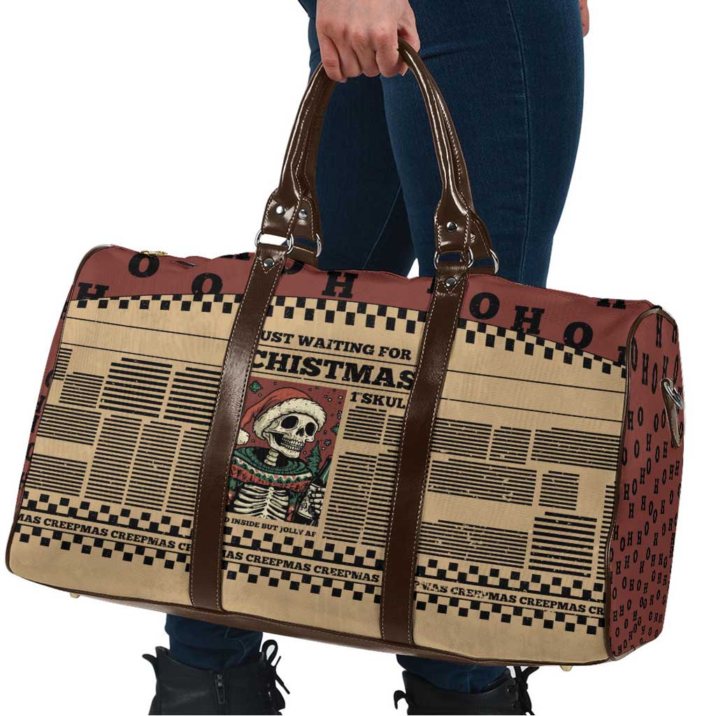 Skull Christmas Travel Bag Newspaper Retro Style - Wonder Print Shop