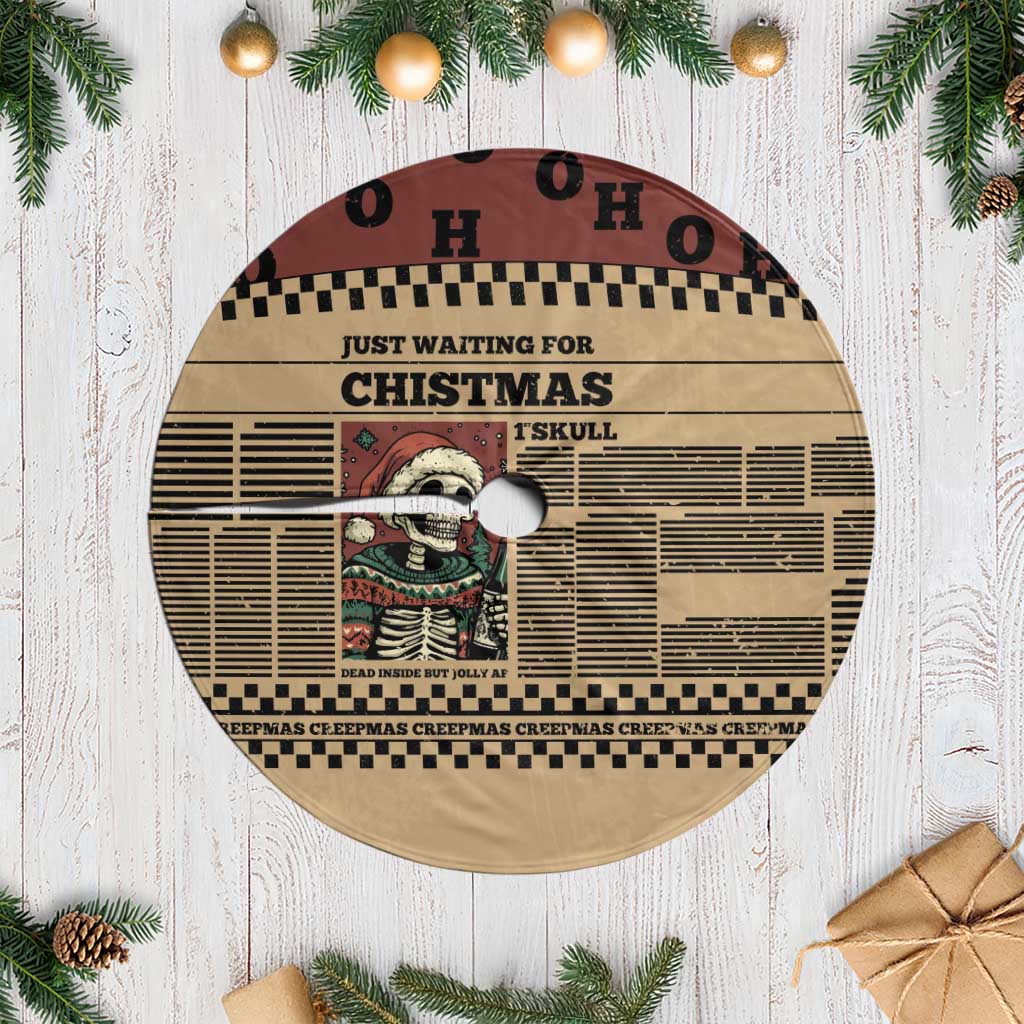Skull Christmas Tree Skirt Newspaper Retro Style - Wonder Print Shop