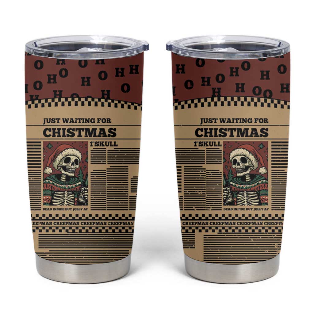 Skull Christmas Tumbler Cup Newspaper Retro Style - Wonder Print Shop