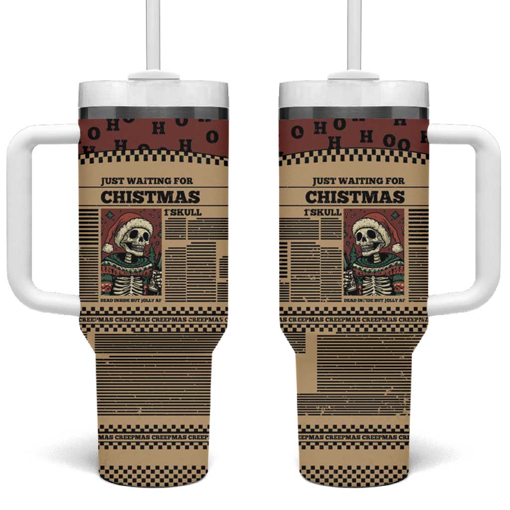 Skull Christmas Tumbler With Handle Newspaper Retro Style - Wonder Print Shop