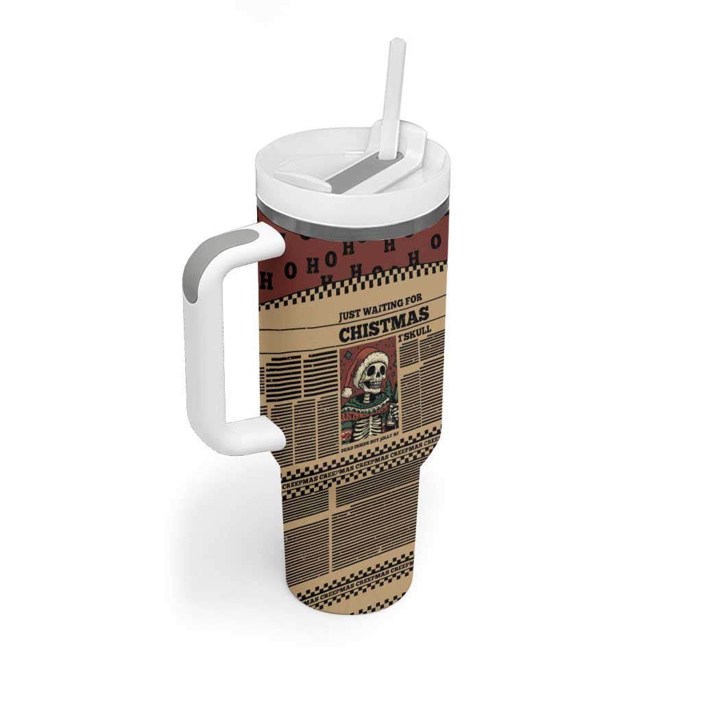 Skull Christmas Tumbler With Handle Newspaper Retro Style - Wonder Print Shop