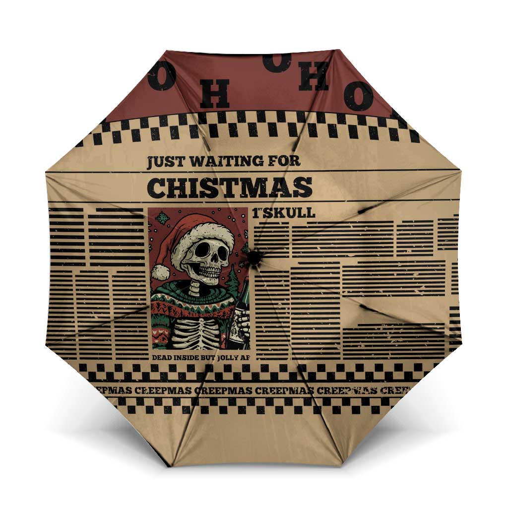 Skull Christmas Umbrella Newspaper Retro Style - Wonder Print Shop