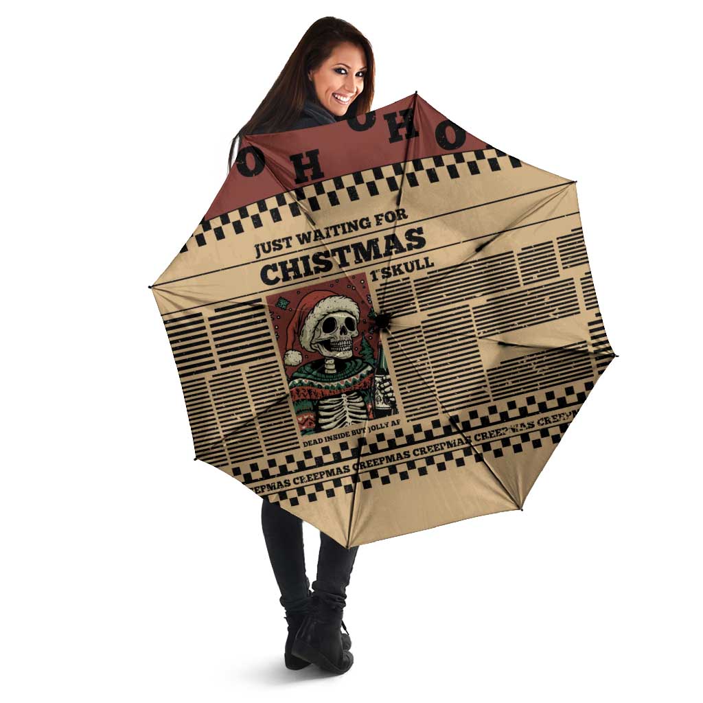 Skull Christmas Umbrella Newspaper Retro Style - Wonder Print Shop