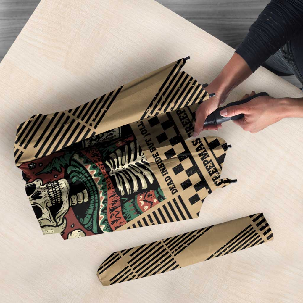 Skull Christmas Umbrella Newspaper Retro Style - Wonder Print Shop
