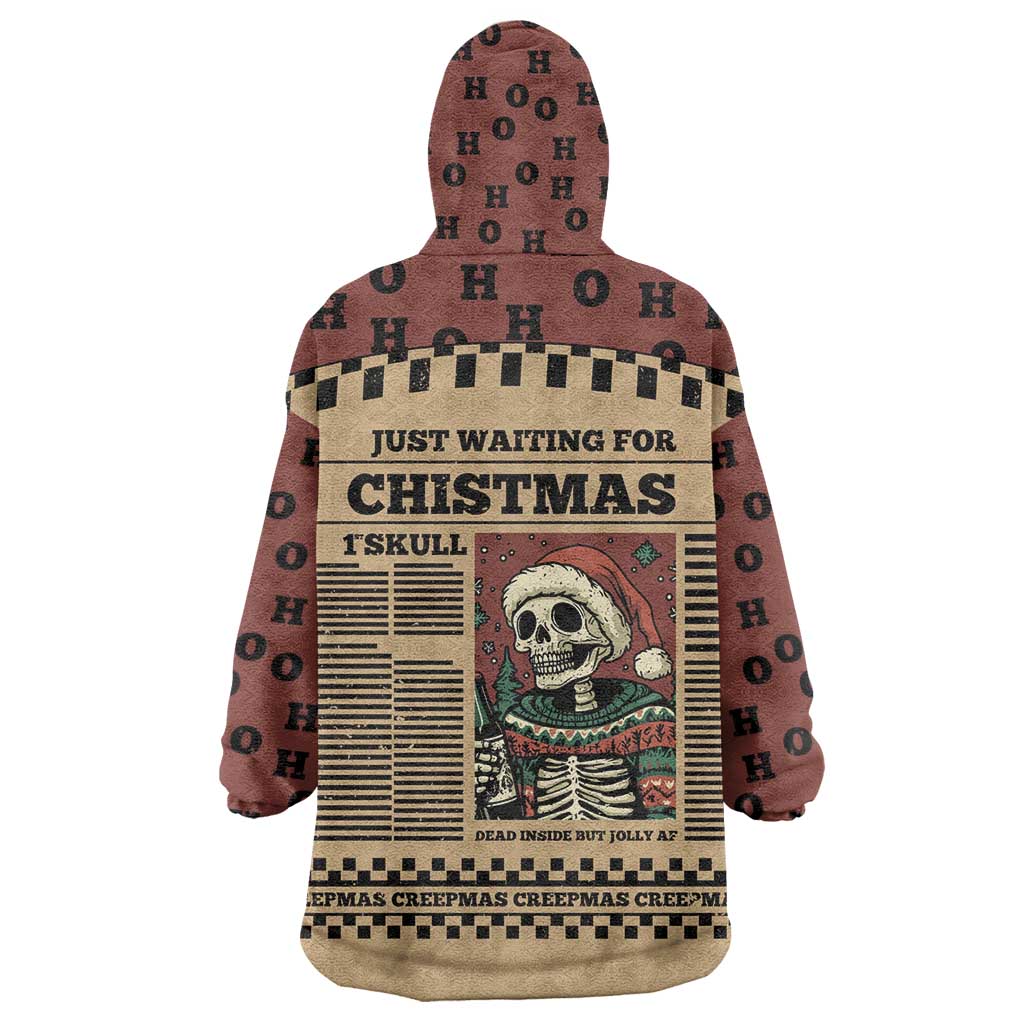 Skull Christmas Wearable Blanket Hoodie Newspaper Retro Style - Wonder Print Shop