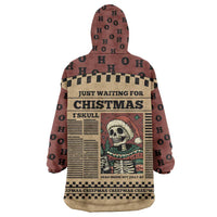 Skull Christmas Wearable Blanket Hoodie Newspaper Retro Style - Wonder Print Shop