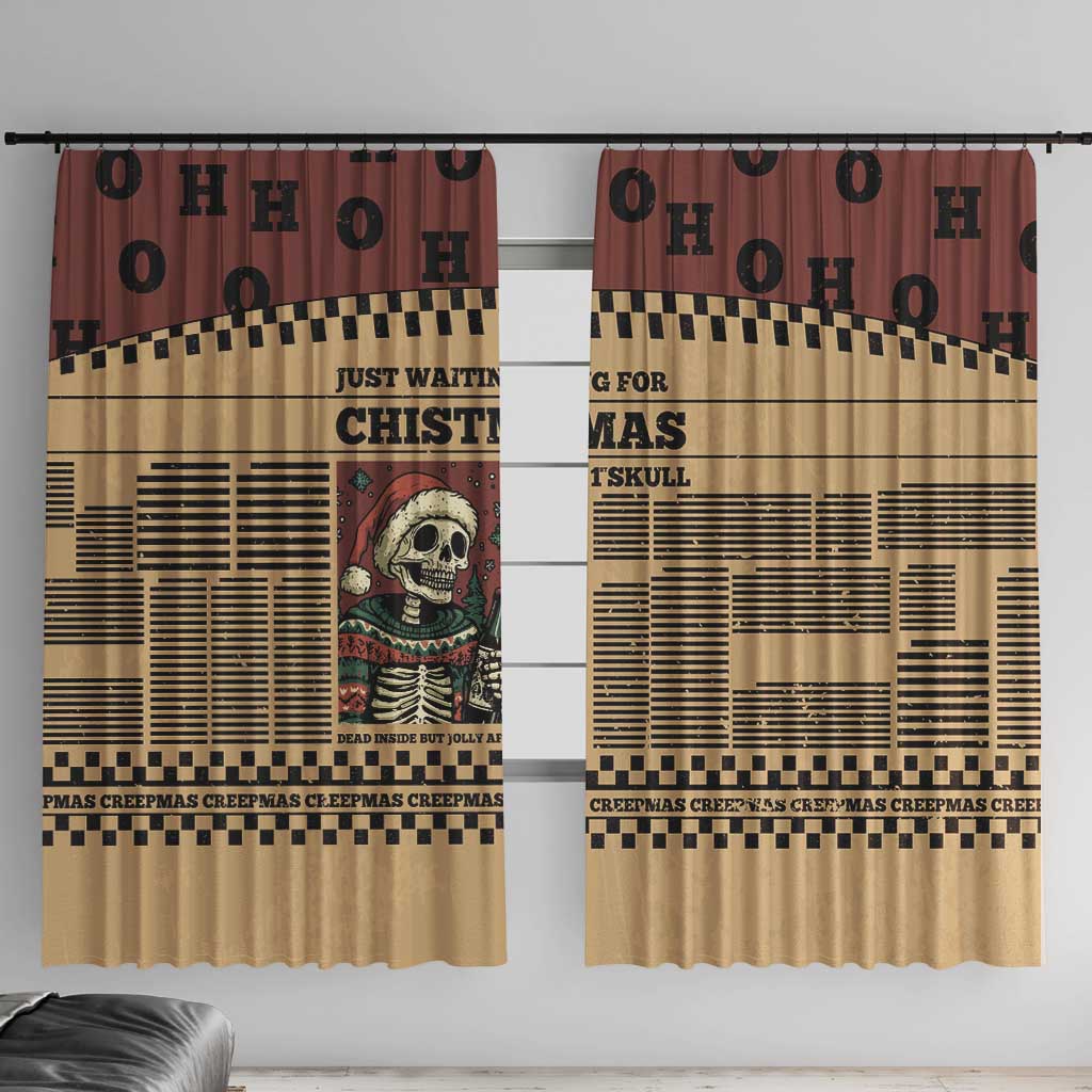 Skull Christmas Window Curtain Newspaper Retro Style - Wonder Print Shop