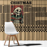 Skull Christmas Window Curtain Newspaper Retro Style - Wonder Print Shop