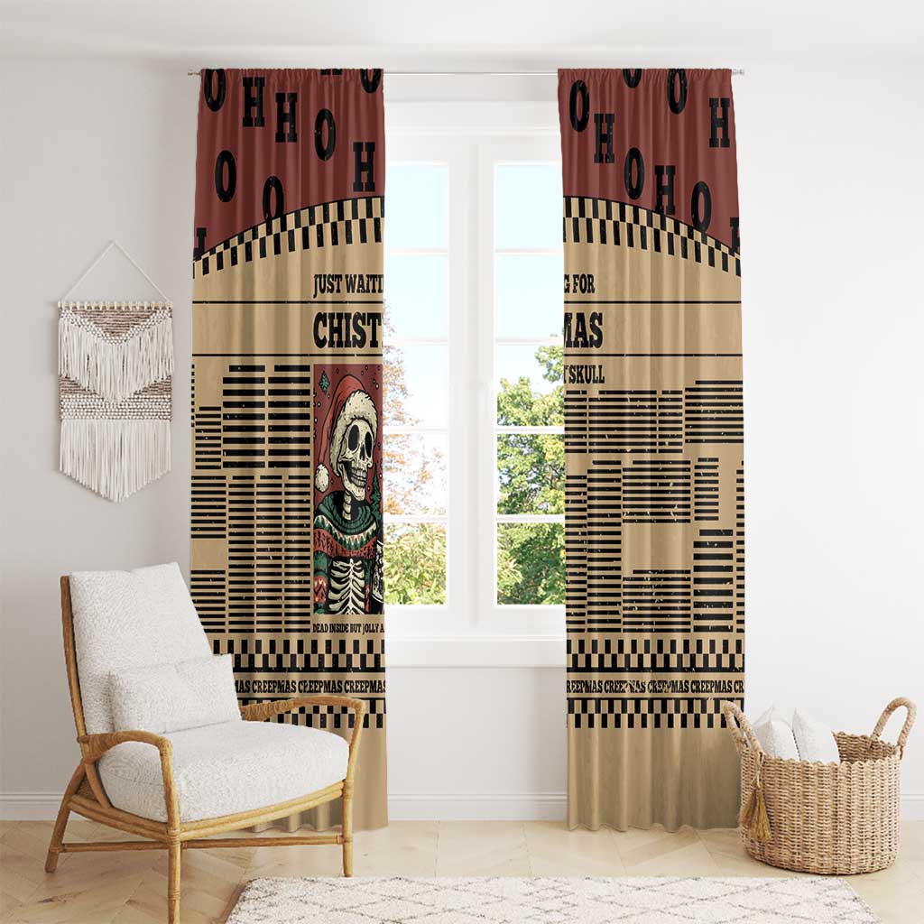 Skull Christmas Window Curtain Newspaper Retro Style - Wonder Print Shop